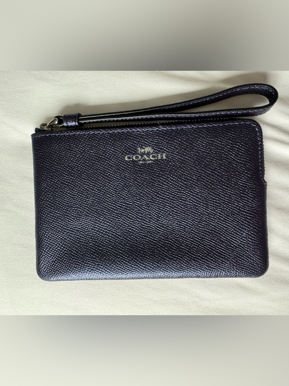 Coach Midnight Blue Leather Wristlet Pouch
